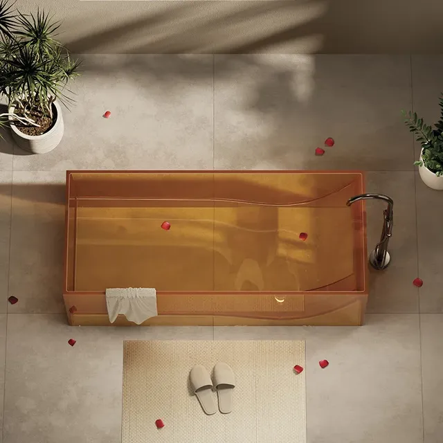 Baignoire îlot rectangulaire acrylique translucide ambre… – vue 3