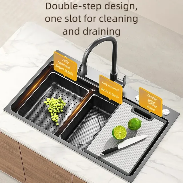 Évier de cuisine en acier inoxydable – vue 2