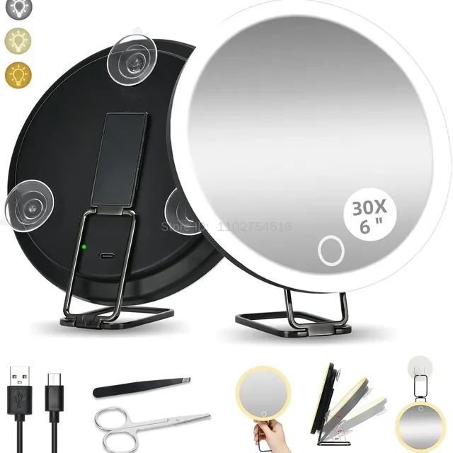 Miroir grossissant portable éclairé tactile réglable… – vue 5