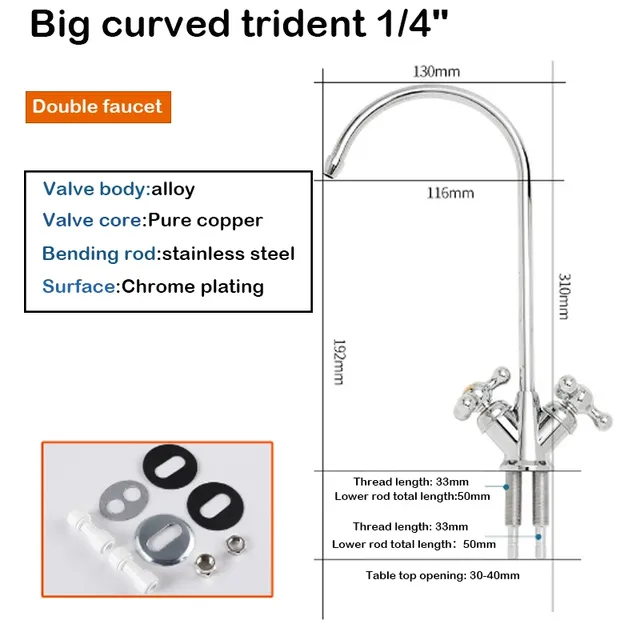 Robinet d'eau de cuisine chromé 1/4 " – vue 4