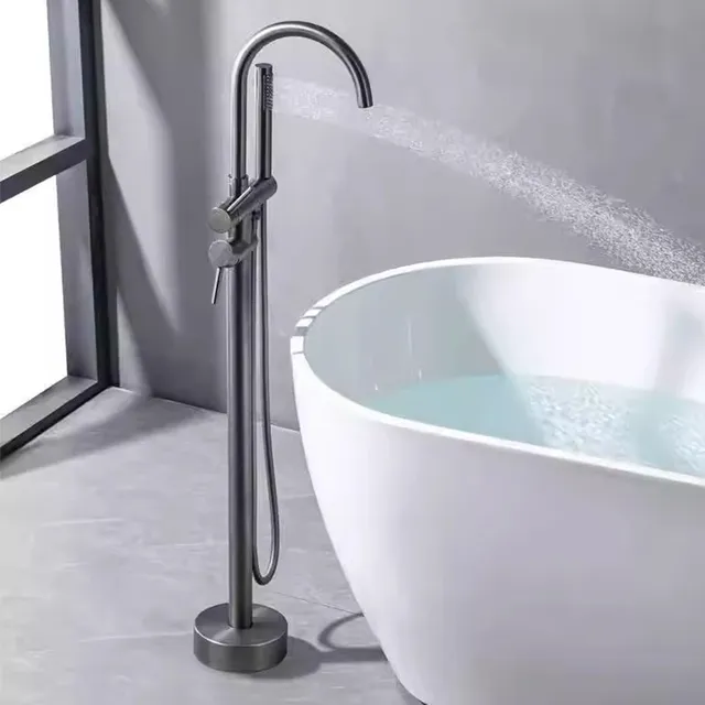 Robinet colonne bain îlot autoportant inox brossé gris…