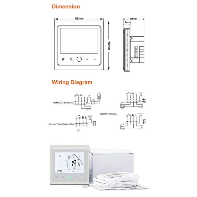 Y51A-16A Tuya Wifi intelligent Thermostat eau électrique… – vue 6