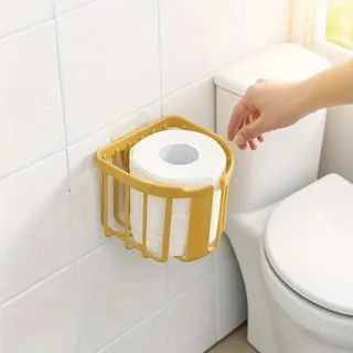 Support papier toilette mural adhésif plastique jaune moutarde panier…