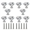 boutons armoire commode tiroir diamantés cristal véritable facettés transparents 30mm verre plombé bases chromées métal renforcées installation facile bricolage luxe