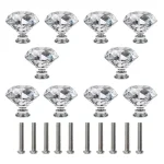 Boutons d&rsquo;armoire – Boutons de commode en cristal pour armoires et tiroirs 30 mm – Poignées en verre diamant