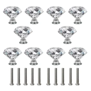 Boutons d’armoire – Boutons de commode en cristal pour armoires et tiroirs 30 mm – Poignées en verre diamant Boutons d’armoire – Boutons de commode en cristal pour armoires et tiroirs 30 mm – Poignées en verre diamant