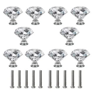 Boutons armoire commode tiroir diamantés cristal véritable facettés…