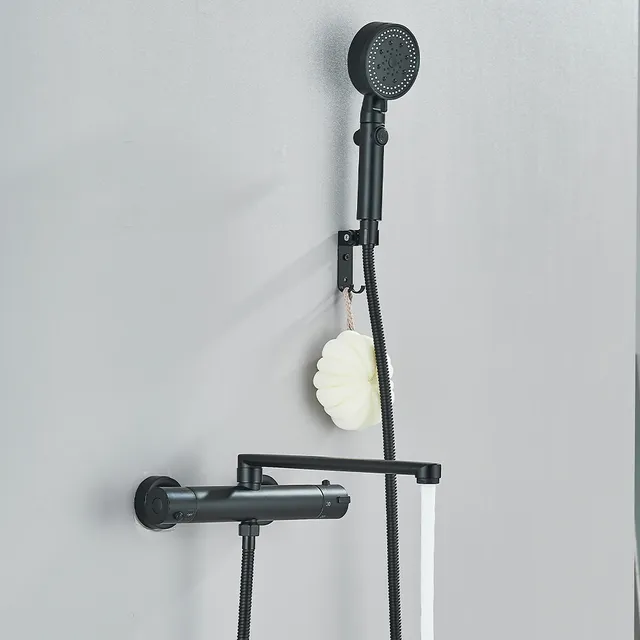 Robinet douche thermostatique mural noir mat inoxydable… – vue 3