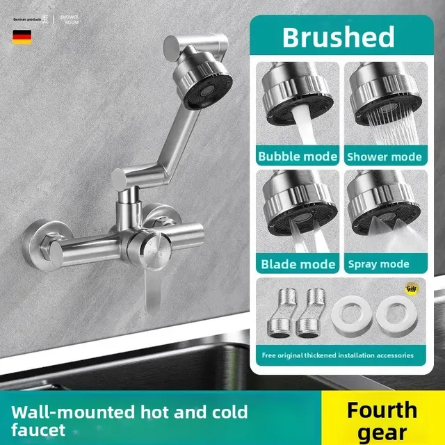 Robinet de cuisine mural en acier inoxydable – vue 6