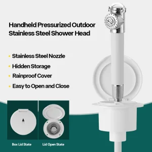 Kit de douche encastré avec couvercle en plastique marin, kit de douche à rainure de tasse, pulvérisateur à marteau en acier inoxydable et tuyau de 8 à 13 pieds