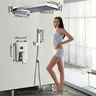 Ensemble douche mural contemporain plaqué or tête pluie… – vue 3
