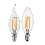 ampoule LED filament bougie flamme verre transparent vintage Edison chaud 2700K 4W culot E14 compatible E12 lot deux