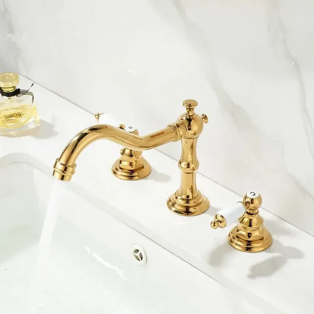 Mélangeur lavabo trois trous rétro classique bec haut… – vue 3