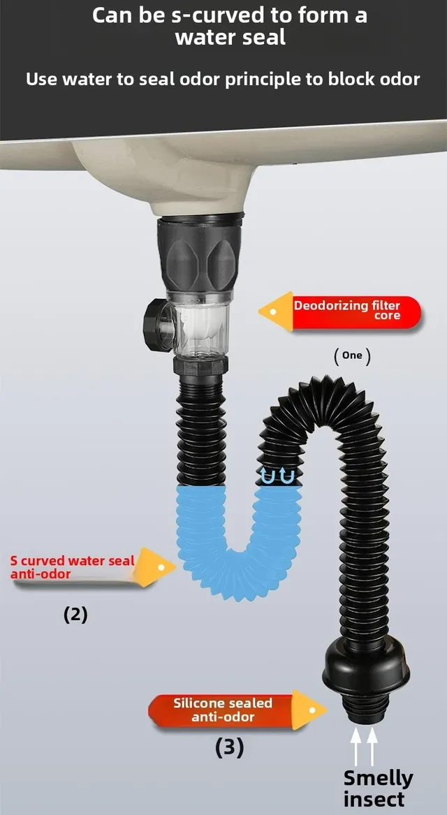 Lavabo de salle de bains anti-odeur – vue 4