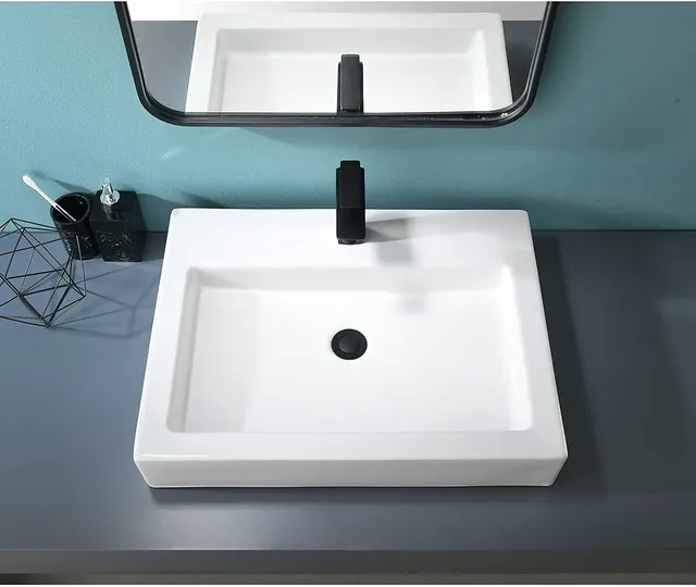 Meuble vasque suspendu noir finition bois texturé lavabo… – vue 6