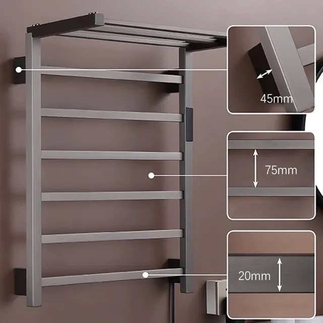 Sèche serviettes mural électrique échelle inox acier 304… – vue 3