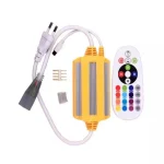 Contrôleur de lumière LED RVB avec télécommande, variateur 24 prédire, prise UE, 16 documents, lumières, 4 broches, connecteur 12mm, 220V, 5050