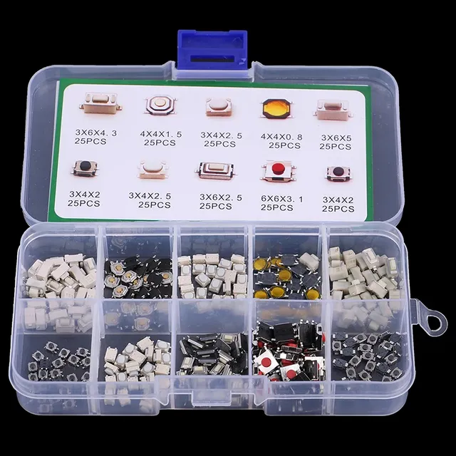 250 pièces 10 Types interrupteur tactile léger touches…