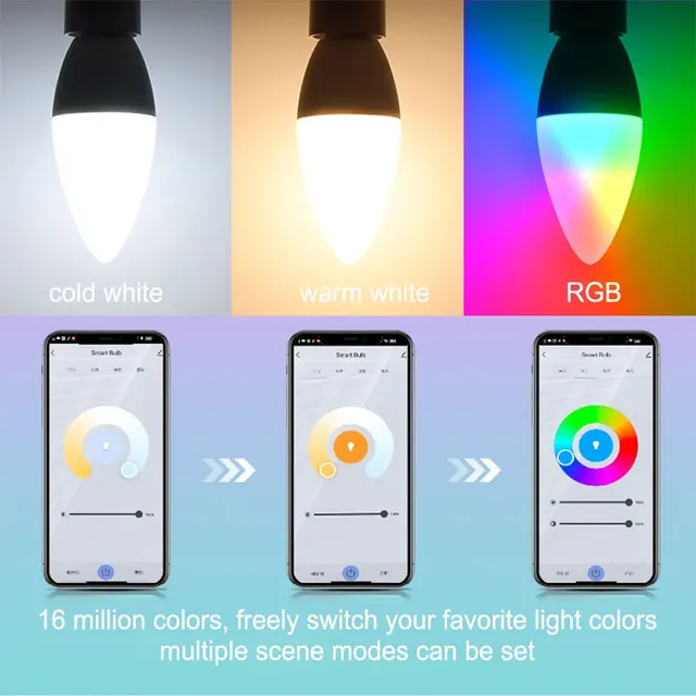 Ampoule intelligente Wifi E14 lampe à bougie RGB + CW +… – vue 3