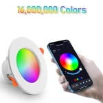 Spot lumineux LED coloré pour maison connectée, éclairage d&rsquo;intérieur, luminaire de plafond, lumière à intensité réglable, wi-fi, Bluetooth, rvb, AC 110/220V, 15W