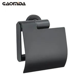 Porte-papier hygiénique noir avec couvercle