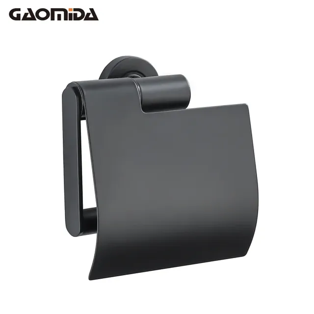 Porte-papier hygiénique noir avec couvercle