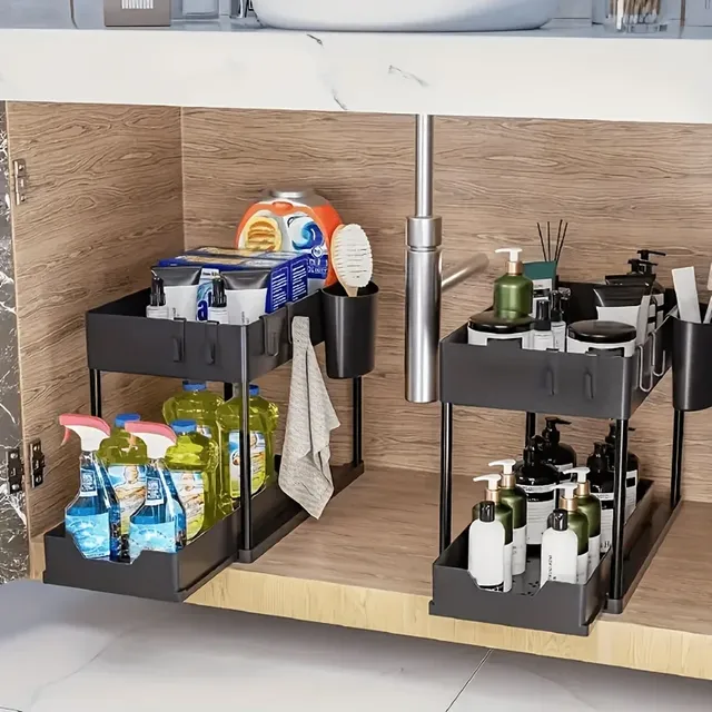 Organisateur sous évier plastique noir modulaire deux… – vue 2