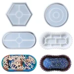 Plateau ovale en Silicone, dessous de verre hexagonal, moule en résine époxy pour bricolage, support de rangement de plaques de bijoux, moule en résine, artisanat de décoration de la maison