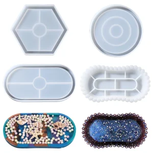 Plateau ovale en Silicone, dessous de verre hexagonal, moule en résine époxy pour bricolage, support de rangement de plaques de bijoux, moule en résine, artisanat de décoration de la maison