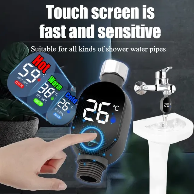 Thermomètre de douche d'eau domestique avec affichage… – vue 2