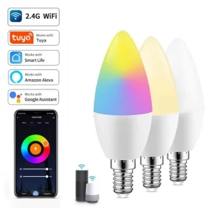 Tuya – ampoule LED intelligente WiFi E14, 5/7/9W 220V, lampe RGB à intensité variable, application intelligente, commande vocale, Alexa Google Assistant Home Tuya – ampoule LED intelligente WiFi E14, 5/7/9W 220V, lampe RGB à intensité variable, application intelligente, commande vocale, Alexa Google Assistant Home