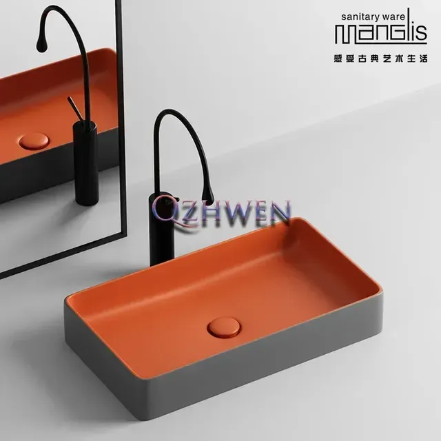 Lavabo en céramique gris mat – vue 2
