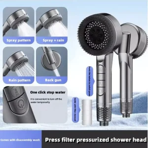 Pommeau de douche à main haute pression avec filtre-5 modes suralimentés, économie d&rsquo;eau, accessoire de douche de salle de bain facile à installer