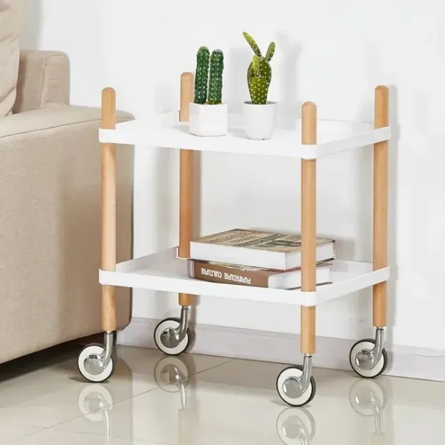 Chariot desserte roulante deux niveaux scandinave… – vue 3