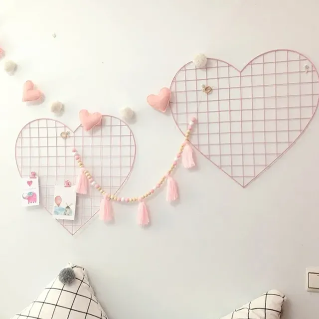 Panneau grille coeur métal rose poudré solide design… – vue 3