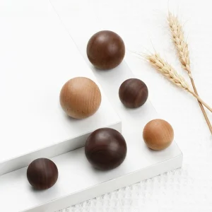 Bouton rond minimaliste en bois de noyer, poignée de porte d&rsquo;armoire de cuisine, noyer naturel, cendres, hêtre, décor boule, quincaillerie de meubles