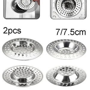 Filtre d&rsquo;évier de cuisine en maille d&rsquo;acier inoxydable, 2 pièces, filtre de crépine d&rsquo;évier de salle de bains, trou de vidange, piège de filtre, écran de déchets