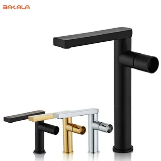Robinet mitigeur de lavabo de salle de bains poli noir moderne