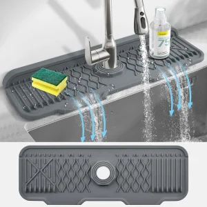 Tapis anti-éclaboussures en Silicone pour robinet de cuisine, tapis de Drainage d&rsquo;évier, tapis de collecte d&rsquo;évier, tapis de séchage de Drainage, protecteur de comptoir de salle de bains