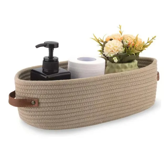 Panier rangement ovale corde tressée beige bohème…