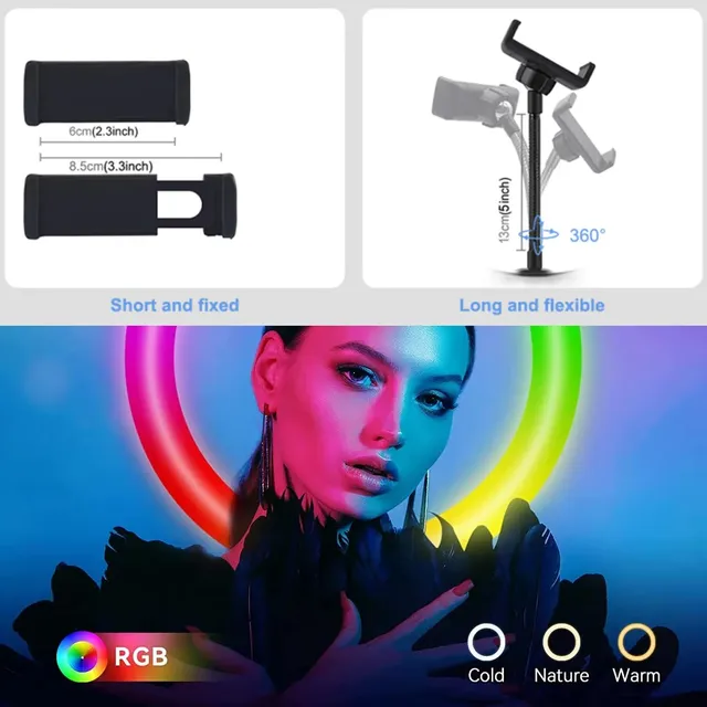 Anneau lumineux RGB rond avec télécommande pour Smartphone – vue 6
