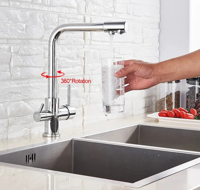 Robinet de cuisine avec filtre à eau de luxe doré – vue 2