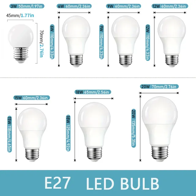 12 pièces ampoule LED 110V 3W 6W 9W 12W 15W 18W 20W… – vue 2