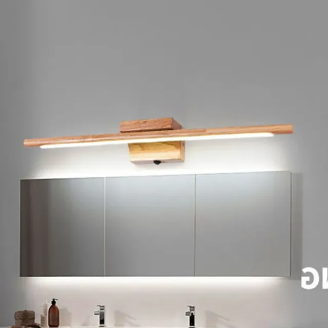 Applique murale miroir de salle de bain en bois massif – vue 2