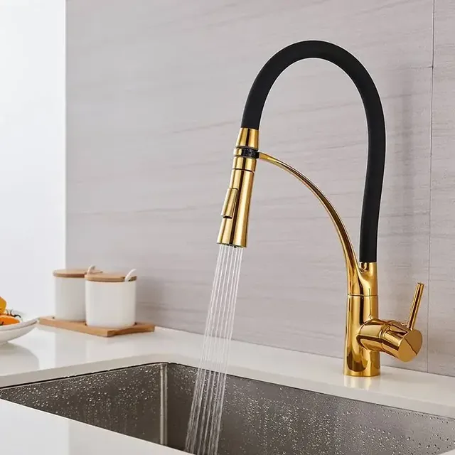 Robinet mitigeur de cuisine en caoutchouc Nickel brossé – vue 2
