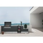 cuisine extérieure modulaire encastrable inoxydable réfrigérateur intégré barbecue évier encastré mobilier anthracite mat façades sanspoignée rangement ergonomique durable