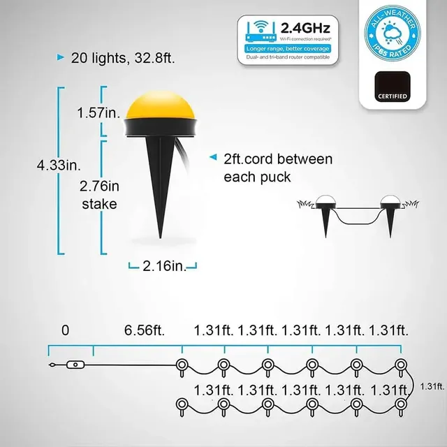 Guirxiété lumineuse LED RVB à commande vocale – vue 6