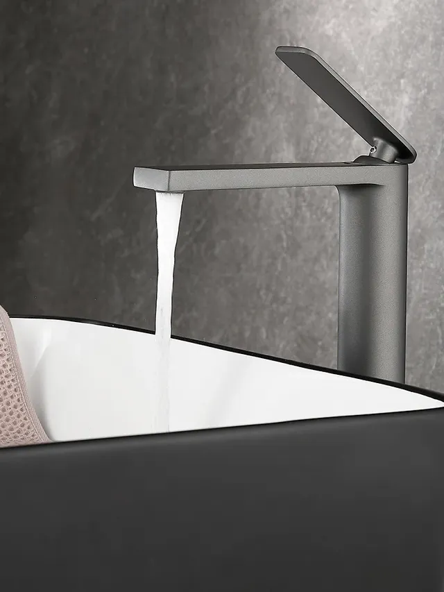 Salle de bains blanc/gris Bronze laiton massif lavabo de… – vue 4