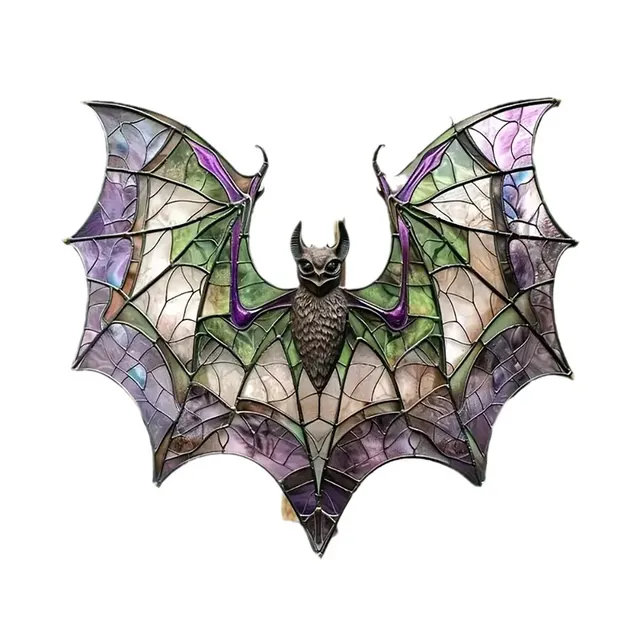 Suspension vitrail chauve souris verre teinté tiffany… – vue 6