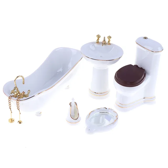 Fournitures de salle de bains miniatures en porcelaine… – vue 4